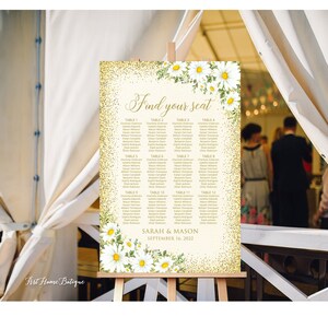 Daisy Wedding Seating Chart, Find Your Seat, Ivory Wedding Table Plan, Digital file, W923