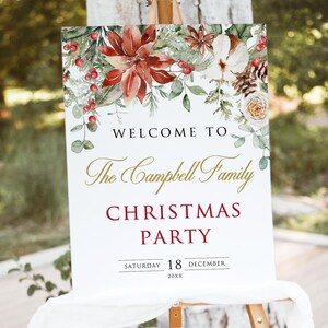 Christmas Welcome Sign, Holiday Party Decor, Winter Welcome Signage, Digital File, W21P-1