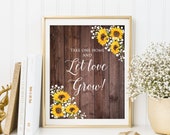 Sunflowers and Baby s Breath Succulent Sign, Take one Home and Let Love Grow , W827