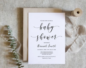 Simple Baby Shower Invitation, Modern Baby Shower Invitation, Gender Neutral Baby Shower Invite, BS098