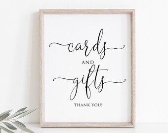 Gold Cards and Gifts Sign, Modern Cards and Gifts Sign, Gift Table Sign, Minimalist Cards and Gifts Sign, W1125