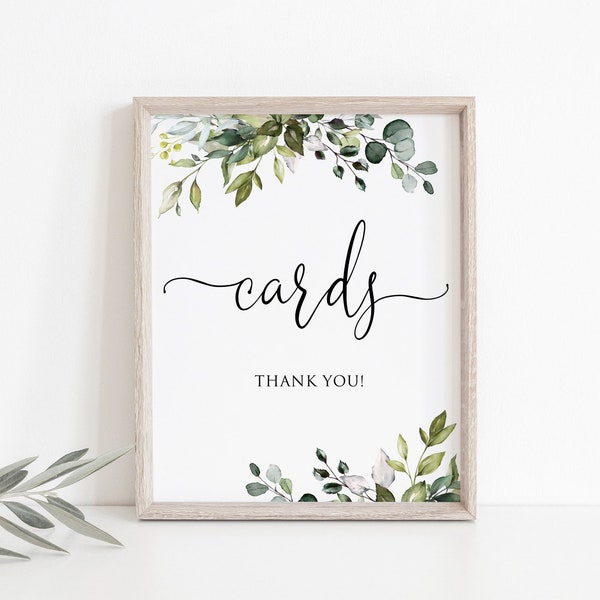 Botanical Wedding Cards Sign, Greenery Cards Sign, Eucalyptus Cards Sign, Digital File, W1124