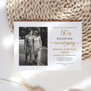 Anniversary Invitation, Gold Anniversary Invitation, 50th Anniversary Invitation, 50th Wedding, Golden Wedding, Digital File, W1127-2