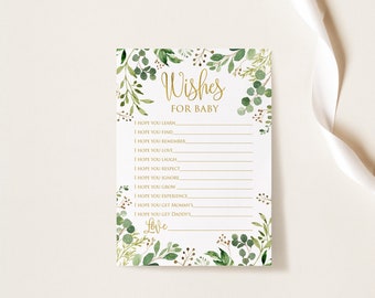 Groene babyshowerwensen voor babykaarten, tuinbabyshower, digitaal bestand, BS33