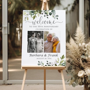 Photo Wedding Anniversary Welcome sign, 50th Anniversary Sign, 50th Wedding, Golden Anniversary Sign, Digital File, W1124-6
