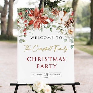 Christmas Party Welcome Sign, Holiday Decor, Winter Welcome Sign, Digital File, W20P-1
