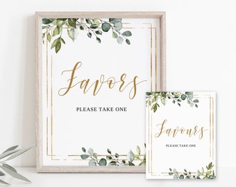 Geometric Wedding Favors Sign, Botanical Wedding Favor Sign, Please Take One Sign, Greenery Wedding Favor Sign, Modern Favors Sign, W1085