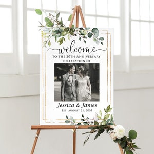 20 Jahre Jahrestag Willkommensschild, Foto Jahrestag Willkommensschild, 20 Jahre Hochzeitstag Zeichen, Jubiläumsdeko, Digitale Datei, W1588-5