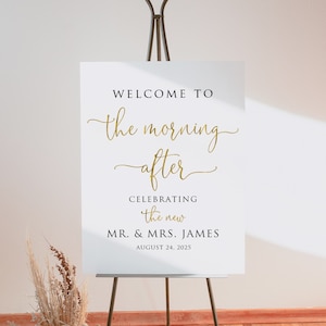 Post Wedding Brunch Sign, Wedding Brunch Welcome Sign, Welcome to the Morning After Sign, Modern Wedding Sign, Digital File, W1127-1
