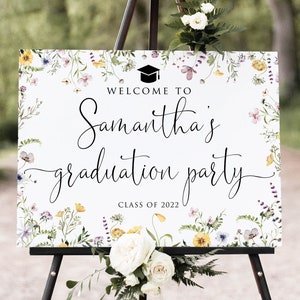 Wildflower Graduation Party Welcome Sign, Wildflower Welcome Sign, Summer Graduation Welcome Sign Grad Party Sign, Digital file, W1405-2