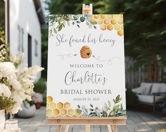 Honey Bridal Shower Sign, She Found Her Honey, Bee Bridal Shower Welcome Sign, Honey Bee Decor, Hohey Welcome Sign, Digital file, W1497-2