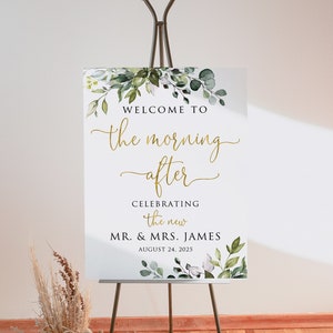 Post Wedding Brunch Welcome Sign, Wedding Brunch Sign, Welcome to the Morning After Sign, Modern Wedding Sign, Digital File, W1128-1