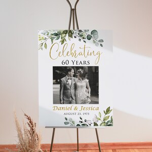 Celebrating 60 Years, Anniversary Photo Welcome, 60th Anniversary Welcome Sign, 60th Wedding Anniversary Sign, Digital File, W1128F