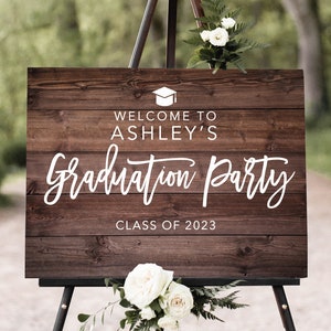 Rustic Graduation Party Welcome Sign, Graduation Welcome Sign, Grad Party Sign, Graduation Decorations, Digital file, W129
