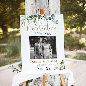 Celebrating 50 Years, Anniversary Photo Welcome, 50th Anniversary Welcome Sign, Golden Wedding Anniversary Sign, Digital File, W1128E