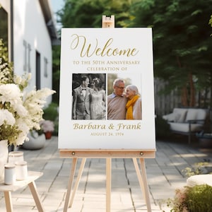 50th Anniversary Welcome Sign, Photo Anniversary Welcome sign, 50th Anniversary Welcome Sign, Golden Anniversary, Digital File, W1409-4