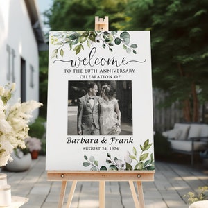 Photo Anniversary Welcome sign 60th Anniversary Welcome Sign, 60th Wedding Anniversary Sign, Diamond Anniversary Sign, Digital File W1124C