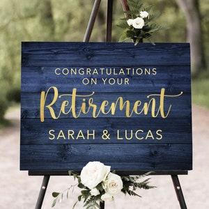 Rustic Navy Retirement Welcome Sign, Blue Retirement Paty Welcome Sign, Blue Retirement Sign, Digital File, W1570-1