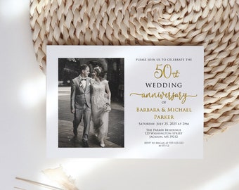 Anniversary Invitation, Gold Anniversary Invitation, 50th Anniversary Invitation, 50th Wedding, Golden Wedding, Digital File, W1127-2