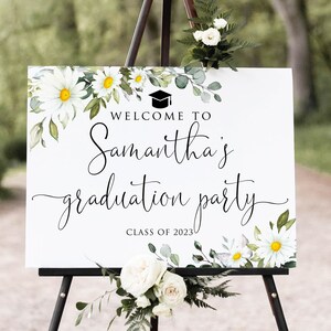 Daisy Graduation Party Welcome Sign, Grad Party Sign, Daisies Graduation Decorations, Digital file, W1551
