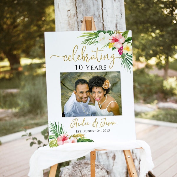 Printed or Digital Tropical Anniversary Welcome sign, Photo Keepsake, W06-1
