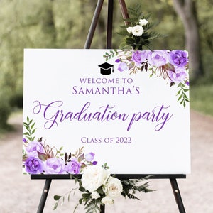 Lavender Graduation Party Welcome Sign, Purple Graduation Welcome Sign, Lavender Welcome Sign, Grad Party Sign, Digital File, W1428