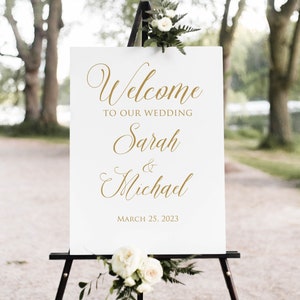 Gold Welcome Wedding Sign, Large Welcome Sign, Welcome to our Wedding Sign, Calligraphy Wedding Signs Printable, Printable Sign, W248