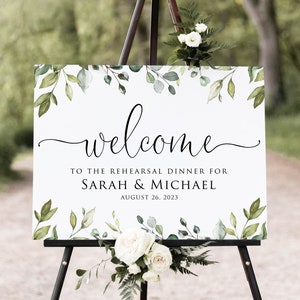 Botanical Rehearsal Dinner Welcome Sign, Greenery Rehearsal Dinner Welcome Sign, Eucalyptus Welcome Sign, Digital file, W1124-5