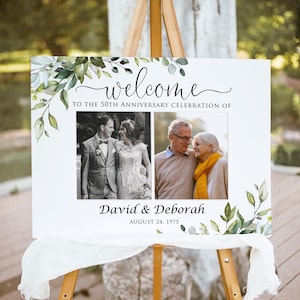 Photo Anniversary Welcome sign, 50th Anniversary Welcome Sign, 50th Wedding Decoration, Digital File, W1124-9