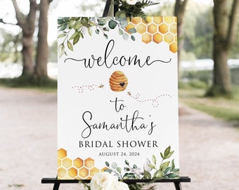 Honey Bridal Shower Sign, Bee Bridal Shower Welcome Sign, Honey Bee Welcome Sign, Honey Welcome Sign, Digital file, W1497-1