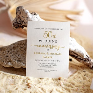 Hochzeitseinladung 50 Jahre, Goldene Hochzeitseinladung, Einladung zum 50-jährigen Jubiläum, Goldene Einladung, Digitale Datei, W1127-1