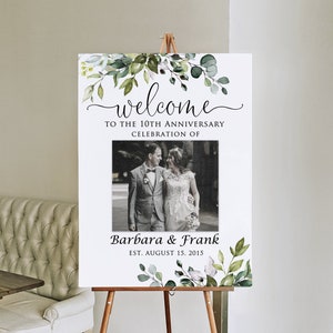 10th Wedding Anniversary Welcome Sign, Photo Anniversary Welcome sign, 10th Anniversary Sign, Digital File, W1124G