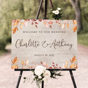 Fall Wedding Welcome Sign, Autumn Wedding Welcome Sign, Rustic Wedding Sign, Digital File, W1259