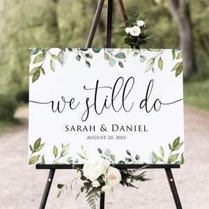 We Still Do Sign, Botanical Anniversary Wedding Sign, Vow Renewal Sign, Established Sign, Greenery Anniversary Sign, Digital file, W1124-1