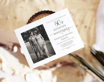 Anniversary Invite, Gold Wedding Anniversary Invitation, 50th Anniversary Invitation, Gold Invitation, 50th Wedding, Digital File, W1125-2