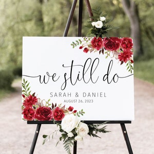 We Still Do Sign, Red Welcome Sign, Red Anniversary Wedding Sign, Vow Renewal Sign, Established Sign, Digital file, W1423