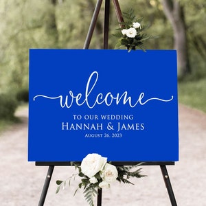 Royal Blue Wedding Welcome Sign, Royal Blue Welcome Sign, Digital file, W1271