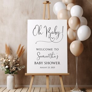 Modern Baby Shower Welcome Sign, Gender Neutral Baby Shower Sign, Heart Baby Shower, Personalized Baby Shower Sign, Digital file, W1125-1