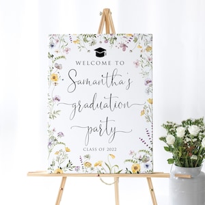Wildflower Graduation Party Welcome Sign, Wildflower Welcome Sign, Summer Graduation Welcome Sign Grad Party Sign, Digital file, W1405-1