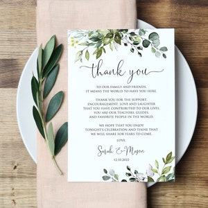 Greenery Hochzeitsort-Dankeskarten, Botanische Hochzeit-Dankeskarte, Greenery-Dankesagungsnotizen, W1124-1