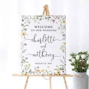 Wildflower Wedding Welcome Sign, Boho Wedding Welcome Sign, Summer Wedding Welcome Sign, Floral Wedding Welcome Sign, Digital File, W1405-1