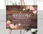 Rustic Bridal Shower Welcome Sign, Blush Bridal Shower Welcome Sign, Large Welcome Sign, Floral Welcome Sign, Landscape, W306