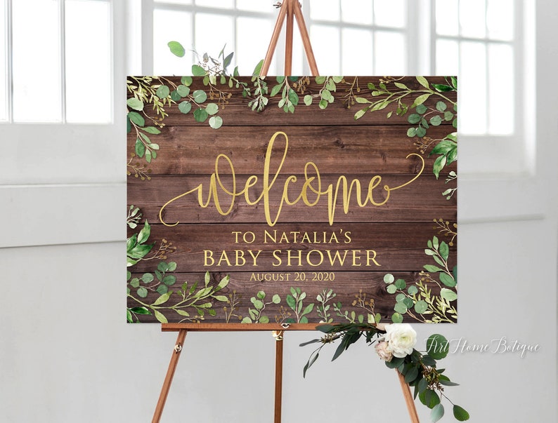 Greenery Baby Shower Welcome Sign Rustic Welcome Baby Shower | Etsy