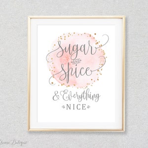 Sugar and Spice and Everything Nice Sign, Pink Gray Baby Shower Sign, Instant Download, Digital File, #BS036