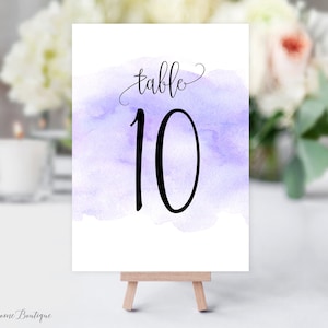 Watercolor Table Numbers, Wedding Table Numbers, Purple Table Numbers, Printable , W939