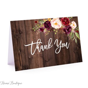 Tarjetas de agradecimiento rústicas, tarjeta de agradecimiento plegada floral, notas de agradecimiento, tarjeta de agradecimiento, descarga instantánea, W86, BS86