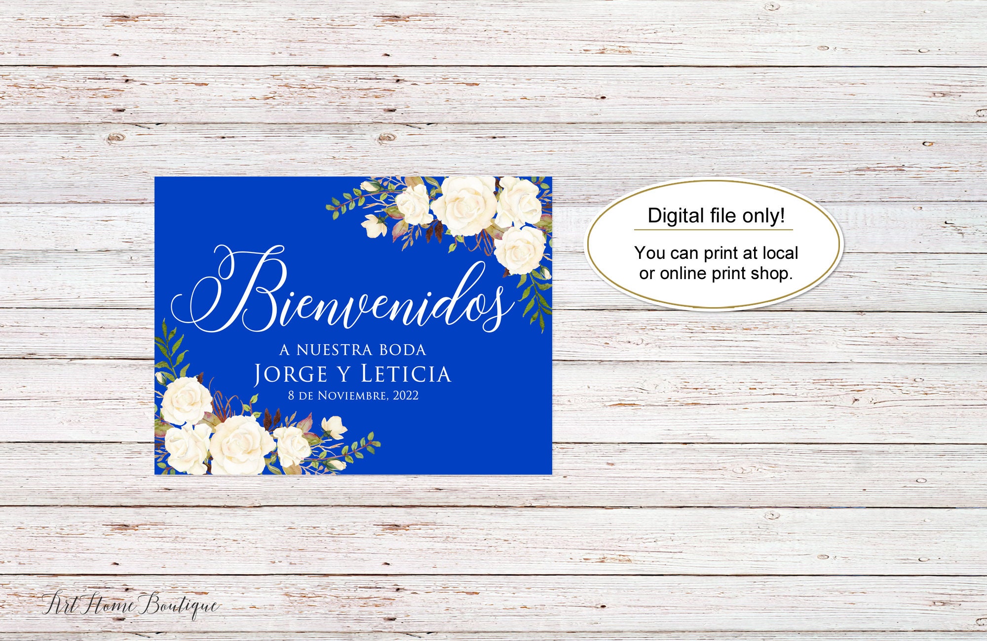 Royal Blue Spanish Wedding Welcome Sign Royal Blue | Etsy
