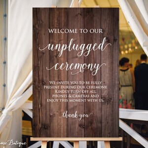 Unplugged Ceremony Sign, Rustic Unplugged Wedding Sign, Unplugged Sign, W309