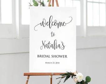 Bridal Shower Welcome Sign, Calligraphy Welcome to Bridal Shower Sign, Large Welcome Sign, Delicate Welcome Sign, Printable Sign, #W59