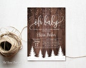 Winter Baby Shower Invitation, Rustic Baby Shower Invitation, Wonderland Baby Shower Invitation, BS572
